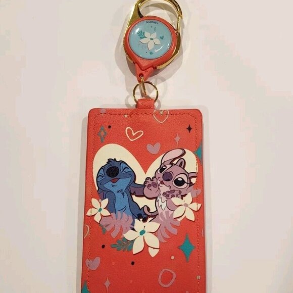 Loungefly Disney Lilo and Stitch Angel Valentines Day Lanyard ID Holder NEW - Picture 1 of 10